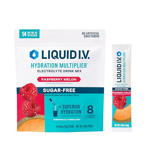 Liquid I.V.® Hydration Multiplier Sugar-Free - Raspberry Melon | Electrolyte Powder Drink Mix | 1 Pack (14 Servings)