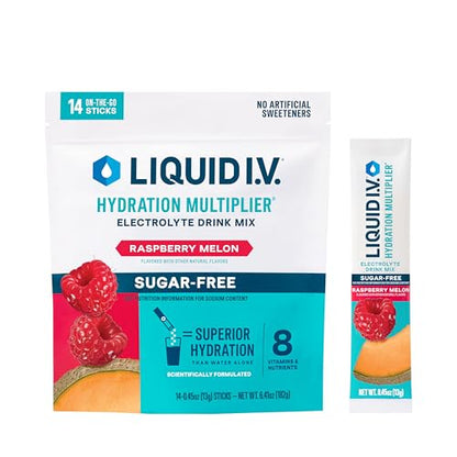 Liquid I.V.® Hydration Multiplier Sugar-Free - Raspberry Melon | Electrolyte Powder Drink Mix | 1 Pack (14 Servings)