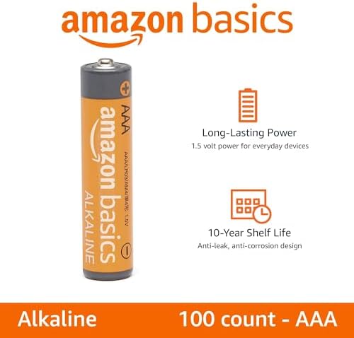 Amazon Basics 100 Pack AAA High-Performance Alkaline Batteries, 10-Year Shelf Life, Easy to Open Value Pack & 48 Pack AA High-Performance Alkaline Batteries, 10-Year Shelf Life