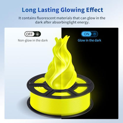 ANYCUBIC PLA 3D Printer Filament, Glow in The Dark, 3D Printing PLA Filament 1.75mm Dimensional Accuracy +/- 0.02mm, 1KG Spool (2.2 lbs), Yellow PLA, Glow Yellow