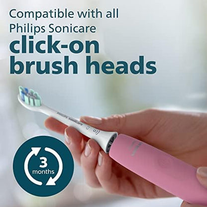 Philips Sonicare 4100 Rechargeable Electric Toothbrush, with Pressure Sensor, 2 Intensity Settings, SmarTimer and QuadPacer, 14-Day Battery Life, Deep Pink, Model HX3681/26