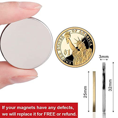 LOVIMAG Strong Magnets, Super Strong Round Magnets, 16Pack Magnets for Fridge, Magnets with Adhesive Backing for Office, Science,Whiteboard, DIY-1.26 inch x 1/8 inch (8 Black, 8 Silver)