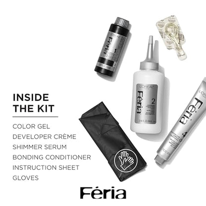 L'Oreal Paris Feria Multi-Faceted Shimmering Permanent Hair Color, 100 Pure Diamond, Hair Dye Kit, Pack of 2