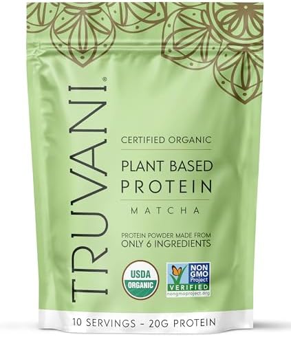 Truvani Vegan Pea Protein Powder | Matcha | 20g Organic Plant Based Protein | 10 Servings | Keto | Gluten & Dairy Free | Low Carb | No Added Sugar