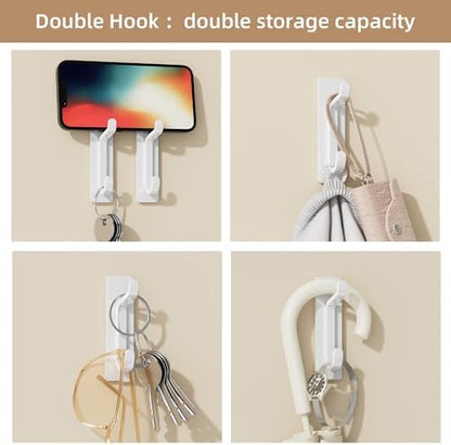 12 Pack Wall Hooks for Coat and Towel: 13LB Adhesive Door Hanger Stick on, White