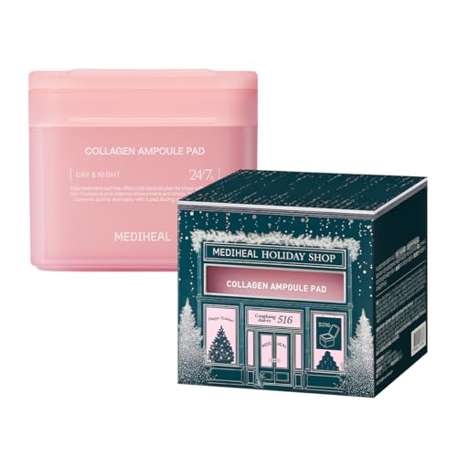 Mediheal Holiday Edition Collagen Ampoule Pad –Skin Firming & Restore Elasticity - Tighten Wrinkles & Lines - Vegan Eco Silk Pads,100 Pads,Christmas Gift