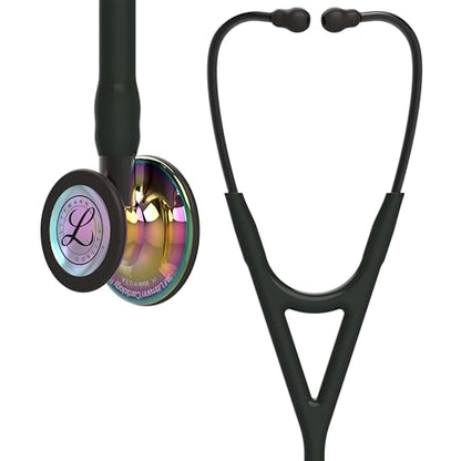 3M Littmann Cardiology IV Diagnostic Stethoscope, 6240, More Than 2X as Loud, Weighs Less, Stainless Steel High Polish Rainbow-Finish Chestpiece, 27" Black Tube, Smoke Stem, and Headset