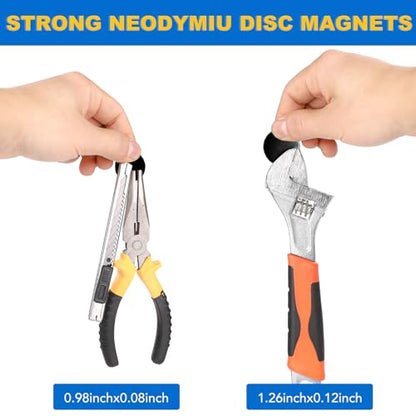 LOVIMAG 30 Pack Strong Magnets, Black Magnets with Adhesive Backing, Rare Earth Magnets Heavy Duty for Fridge, whiteboard, Office, Scientific, Tool Room - 0.98x0.08inch