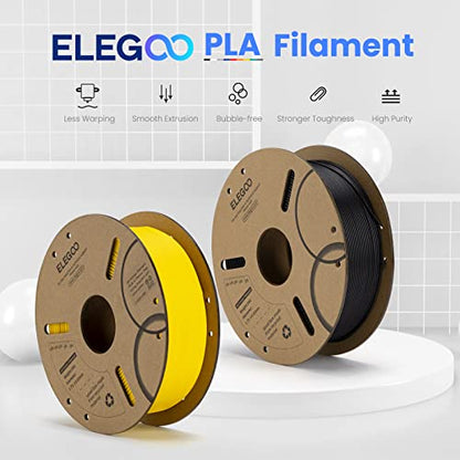 ELEGOO PLA Filament 1.75mm Bundle 4KG, 3D Printer Filament Bulk Dimensional Accuracy +/- 0.02mm, 4 Pack 1kg Cardboard Spool(2.2lbs) Fits for Most FDM 3D Printers(Black, White, Gray, Translucent)