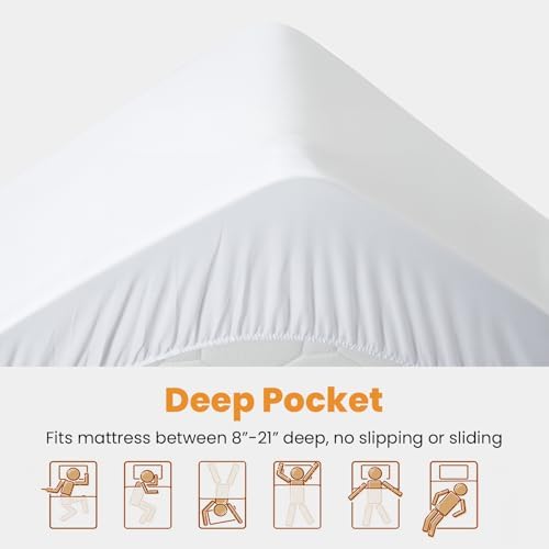 MATBEBY Full Size Mattress Pad - Cooling Breathable Mattress Topper, Quilted Fitted Mattress Protector, Pillow Top Mattress Cover with 8-21" Deep Pocket, Soft, Machine Washable, White, 54x75 Inches