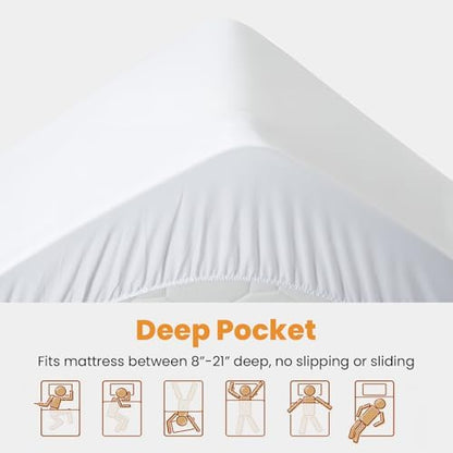 MATBEBY Full Size Mattress Pad - Cooling Breathable Mattress Topper, Quilted Fitted Mattress Protector, Pillow Top Mattress Cover with 8-21" Deep Pocket, Soft, Machine Washable, White, 54x75 Inches
