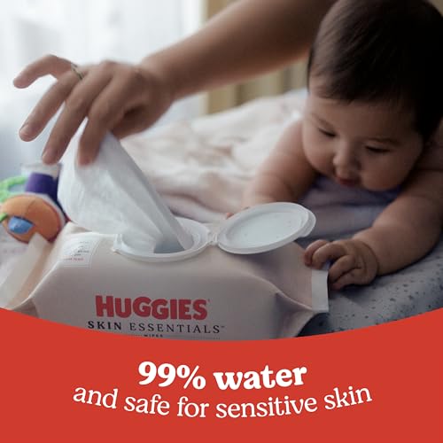 Huggies Skin Essentials Baby Wipes, Hypoallergenic, 99% Water, 10 Flip Top Packs (560 Wipes Total)