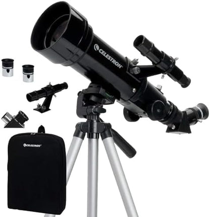 Celestron Travel Scope 70 Portable Refractor Telescope – 70mm Aperture, Fully-Coated Glass Optics – Includes Tripod, Backpack & Software – Ideal for Beginners & Travel