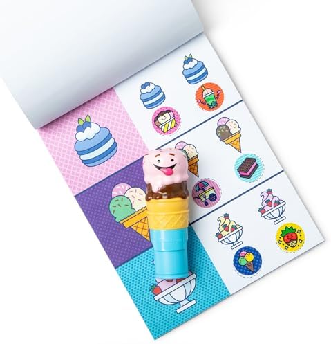 Melissa & Doug Sticker Wow!™ Ice Cream Bundle: 24-Page Activity Book, Refillable Sticker Stamper, Mini Pad, 500 Stickers, Arts and Crafts for Kids Ages 3+