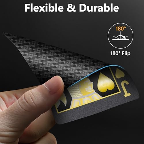 BIERDORF Waterproof Playing Cards - Durable Cool Plastic Deck of Cards - Standard Index Professional Poker Cards - Vintage Casino Card Themed Games for Family or Adults - 2 Pack of Black Diamond Style