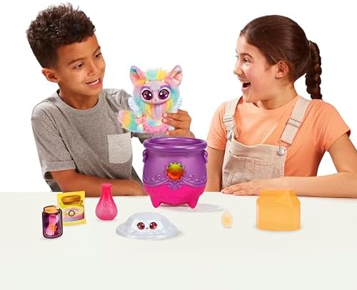 Magic Mixies Magical Gem Surprise Cauldron: Sun. with New Shimmer Eyes! Reveal an Mixie Plushie from The Fizzing Cauldron and Discover 2 Magical Solar Gem Surprises! Styles May Vary