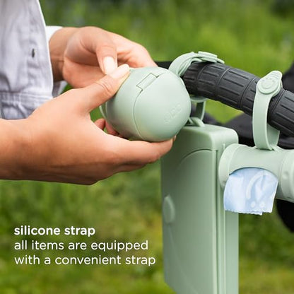 Ubbi On-The-Go Diapering Gift Set, Includes Changing Mat and Bag, Wipes Dispenser, Pacifier Holder and Bag Dispenser, Newborn Essentials, Sage