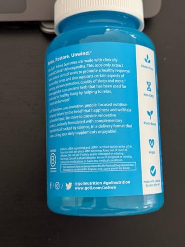 Goli Ashwagandha & Vitamin D Gummy 120 Count - Relax. Restore. Unwind. (Mixed Berry, KSM-66, Vegan, Plant Based, Non-GMO, Gluten-Free & Gelatin Free), Pack of 2