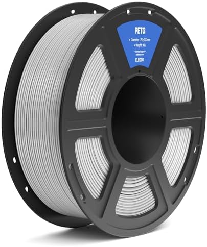 ELEGOO PETG Filament 1.75mm Gray 1KG, 3D Printer Filament Dimensional Accuracy +/- 0.02 mm, 1kg Spool(2.2lbs) Fits for Most FDM 3D Printers