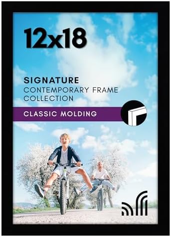 Americanflat 12x18 Poster Frame with Shatter-Resistant Glass - Signature Collection - Gallery-Style Frames Made of Engineered Wood - Photo Frame for Wall Display - Black