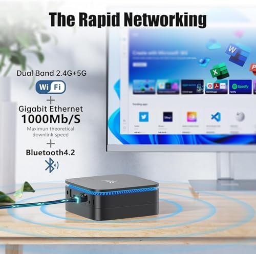 KAMRUI AK1PLUS Mini PC, N95 Processor (up to 3.4GHz), 8GB DDR4 RAM 256GB M.2 SSD, Mini Desktop Computer Support 2.5" SSD, Dual 4K, WiFi, Ethernet for Business, Office, Home