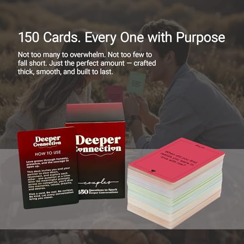 Deeper Connection, Couples Conversation Cards with 150 Deep Questions to Build Intimate Connection & Trust, Relationship Card Game for Date Nights, Wedding, and Anniversary Gifts