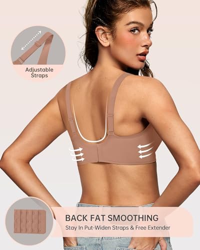 OEAK Womens Deep V Bras Wireless Comfortable Bra Supportive No Underwire Bras Tshirt Push Up Bralettes Plunge Seamless Bra