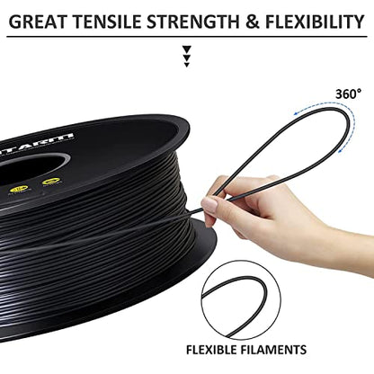 GIANTARM 3D Printer Filament, Silk Black Pla Filament, 1Kg(2.2lbs) Spool, 1.75mm Dimension Accuracy +/- 0.03mm, 3D Printing Filament