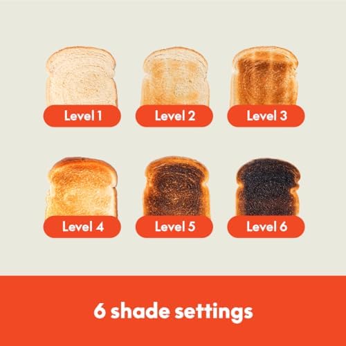 bella 2 Slice Slim Toaster, Fits-anywhere™ Kitchenware, 6 Setting Shade Control with Reheat & Cancel Buttons, Fits sourdough, 10” Long Slot, Anti Jam & Auto Shutoff, 900 Watt, Surf