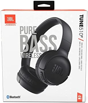 JBL Tune 510BT - Bluetooth headphones with up to 40 hours battery, microphone for call, foldable and comfortable, Android and iOs compatible (Black)