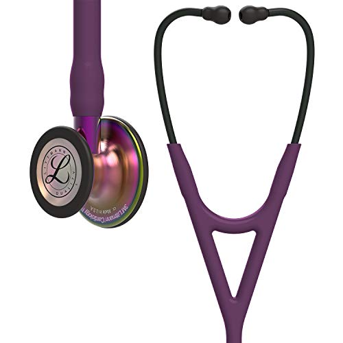 3M Littmann Cardiology IV Diagnostic Stethoscope, 6205, More Than 2X as Loud, Weighs Less, Stainless Steel Rainbow-Finish Chestpiece, 27" Plum Tube, Violet Stem, and Black Headset