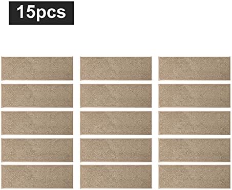 COSY HOMEER Edging Stair Treads Non-Slip Carpet Mat 28inX9in Indoor Stair Runners for Wooden Steps, Edging Stair Rugs for Kids and Dogs, 100% Polyester TPE Backing (15pc, Beige)