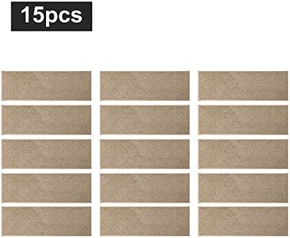 COSY HOMEER Edging Stair Treads Non-Slip Carpet Mat 28inX9in Indoor Stair Runners for Wooden Steps, Edging Stair Rugs for Kids and Dogs, 100% Polyester TPE Backing (15pc, Beige)