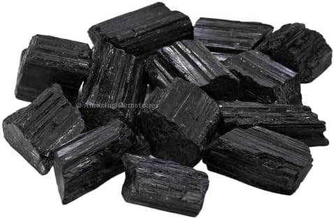 Amazing Gemstone Black Tourmaline Crystals Rough Stone in Bulk, 1lb Regular Pieces Turmalina Negra Piedra Originales, Large Black Tourmaline Crystal Healing Stones for Protection - Crafts Making