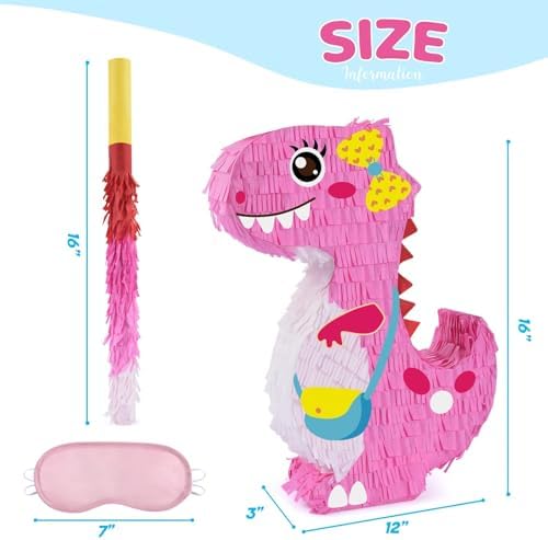Dinosaur Pinata - Dinosaur Birthday Party Supplies for Girls Kids Dino Themed Party Pinata Bundle Set Perfect Party Game Activity Decoration