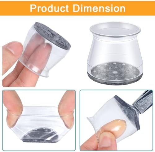 32 Pcs Chair Leg Protectors for Hardwood Floors, Clear Silicone Felt Furniture Leg Cover Pad for Protecting Floors from Scratches and Noise, Smooth Moving(Large Fit Round Diameter：1-5/16" to 2")