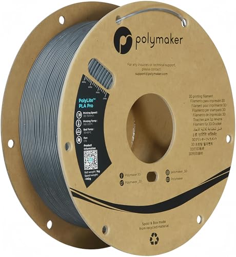 Polymaker PLA PRO Filament 1.75mm 1kg, Tough & High Rigidity Metallic Chrome 3D Printing Filament, PolyLite PLA PRO 3D Printer Filament 1.75mm, Print with Most 3D Printers