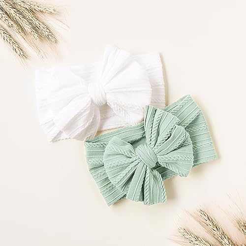 Niceye Handmade Baby Headbands Soft Stretchy Nylon Hair Bands with Bows for Newborn Infant Baby Toddler