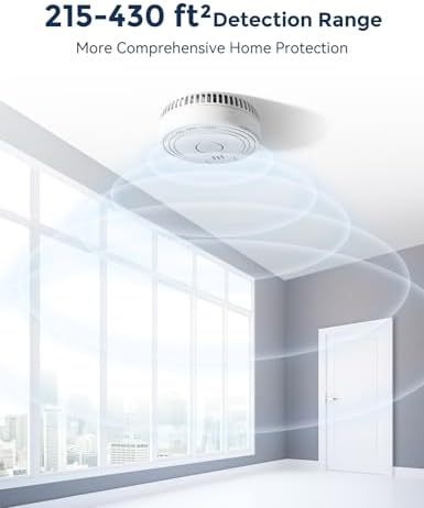 Ecoey Smoke Alarm Fire Detector, Battery Included Photoelectric Smoke Detector with Test Button and Low Battery Signal, Small Fire Alarm for Home, Bedroom FJ136GB, 6 Packs