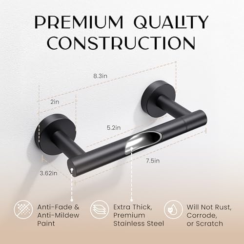 Day Moon™ (2 Pack) Matte Black Toilet Paper Holder - Black Toilet Paper Holder Wall Mount