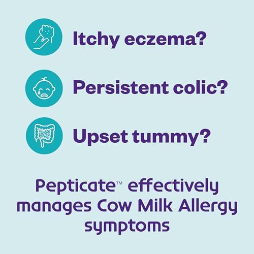 Pepticate Baby Formula, Hypoallergenic Powdered Infant Formula for Cow Milk Allergy, with Omega 3 DHA, ARA, Iron & Prebiotics, 13.2oz (Pack of 4)