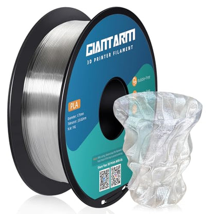 GIANTARM Clear PLA Filament, 1.75mm Transparent PLA 1kg Spool (2.2lbs), 3D Printer Filament with Vacuum Packaging