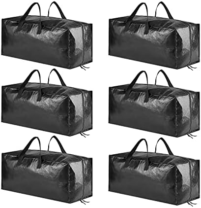 SpaceAid Heavy Duty Moving Bags, Extra Large Storage Totes W/Backpack Straps Strong Handles & Zippers, Alternative to Moving Boxes, Packing & Moving Supplies, Black (6 Pack)