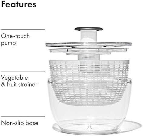 OXO Good Grips Salad Spinner | Lettuce Spinner | Fruit Washer | Fruit Washing Bowl with Strainer | Vegetable Cleaner | Salad Cleaner | Lettuce Washer | 6.22 Quart Capacity
