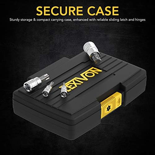 LEXIVON Torx Bit Socket Set, Premium S2 Alloy Steel | 13-Piece Star T8 - T60 Set | Enhanced Storage Case (LX-143)