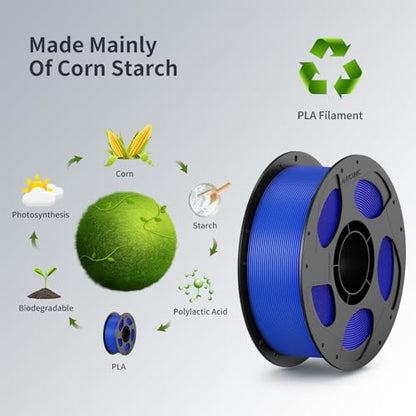 ANYCUBIC 3D Printer Filament PLA Bundle, PLA Filament 1.75mm Dimensional Accuracy +/- 0.02mm, 1KG Reusable Spool, Black+White+Gray+Blue, 4KG in Total