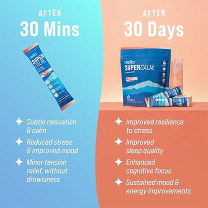 Supercalm Drink Mix - Ashwagandha KSM 66, Magnesium Glycinate & L-Theanine Supplement, Vitamin D3 - Ashwagandha Root Extract - Focus and Relaxation Support (20 Travel Packets) - Strawberries & Cream