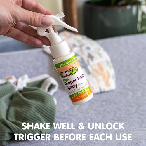 Baby Diaper Rash Cream Spray by Boogie Bottoms, No-Rub Touch Free Application for Sensitive Skin, Over 200 Sprays per Bottle, 1.7 oz, Pack of 3