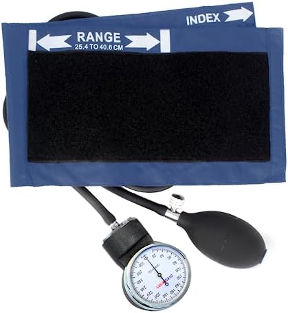 Dixie Ems Deluxe Aneroid Sphygmomanometer Blood Pressure Set W/Adult Cuff, Carrying Case and Calibration Tool - Navy