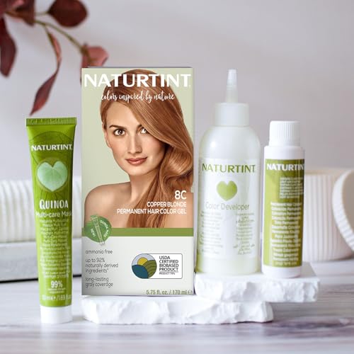 Naturtint 8C Copper Blonde Permanent Hair Color (Pack of 6), Ammonia Free, Vegan, Cruelty Free, up to 100% Gray Coverage, Long Lasting Results (Packaging may vary)
